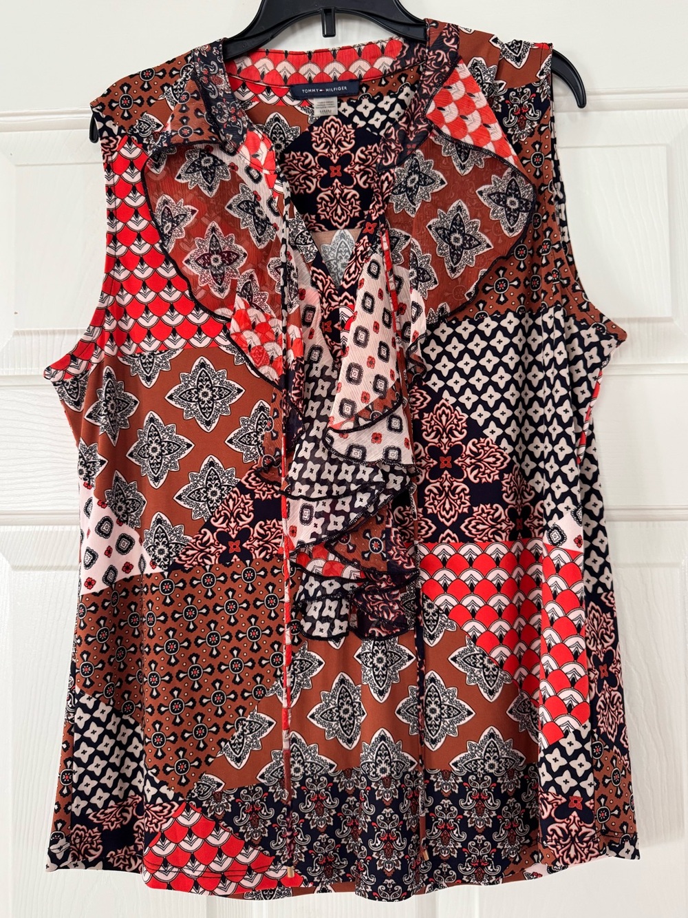 Tommy Hilfiger Brown  Patterned Ruffle Sleeveless Camisole medium